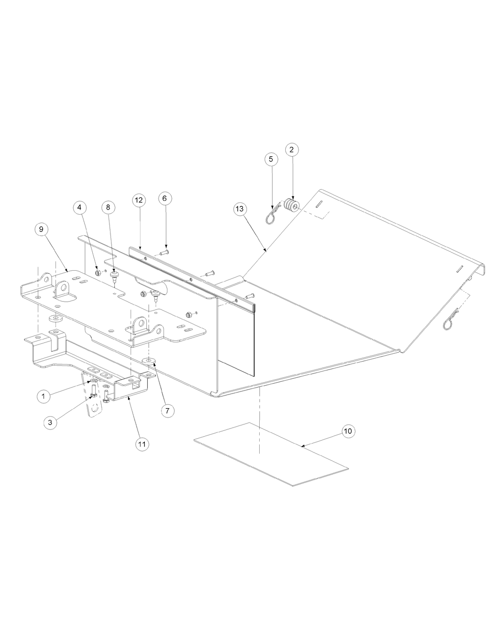 Floor Panel Assembly Diagram and Parts List for M54-KW 53DB5DBW750-23-HP Cub Cadet Lawn Tractor